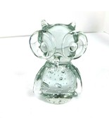 Wide Eyed Owl Art Glass Clear Controlled Bubbles Paperweight Display 4.2... - £19.84 GBP