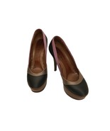 Marni Multicolor Satin Leather Platforms Wooden High Heels Pumps Shoes size 39 - $2,126.94 MXN