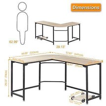 Elephance L-shaped Corner Computer Desk Workstation Wood andMetal Large ... - $120.29