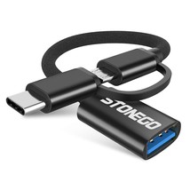 Stonego 2 In 1 Otg Adapter Cable Nylon Braid Usb 3.0 To Mi Usb Type C Data Sync A - £5.84 GBP