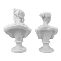 Set 2 Busts God Apollo &amp; Goddess Artemis Diana Greek Cast Marble Sculpture - $89.80
