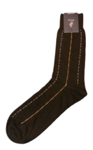 Punto Italian Dress Socks Egyptian Cotton 10-13 Black Vertical Ribbon St... - $29.28