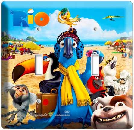 NEW RIO MOVIE BLU PARROT BRAZIL BIRD DOUBLE LIGHT SWITCH WALL PLATE COVER poster