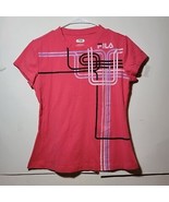 Womens Fila Short sleeve pink T shirt linear design Size Med - $18.23