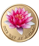 Pink Lotus Flower One Day At A Time Medallion With Serenity Prayer - £8.40 GBP