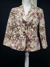 Lafayette 148 Floral Brocade Multicolor 2 Button Jacket Blazer 3/4 Sleev... - $71.49