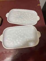 Vintage Hazel Atlas Dogwood Milk Glass White Snack Tray Only Set Of 2 - $15.00