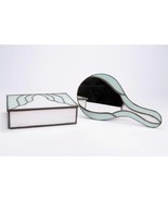 Slag stained glass jewelry box and mirror vanity set [^^] - $131.98 CAD