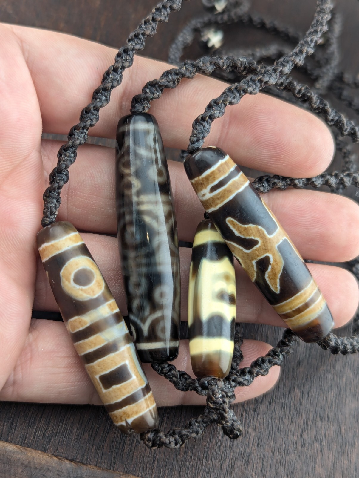 Lote 4 Patrones de Ojos Tibetanos Antiguos Vintage Piedra de Ágata Dzi Bead... Item image 7