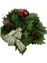 Vintage Silk Pinecones glass ornament Foliage Christmas Decor Candle Ring - £11.78 GBP
