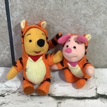 Winnie The Pooh Piglet Mini Plush Lot Of 2 Dressed As Tigger Mattel VTG ... - $14.84