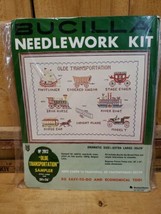 Vintage Bucilla Needlework Kit Belgian Linen No 2912 &quot;Olde Transportation&quot;  - £67.01 GBP