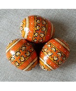 Set of 3 Wooden eggs Decorate for Easter Gift Pysanky Pysanka Handmade 2,5&quot; - £10.59 GBP