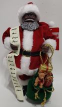Merry Brite African American Santa Figurine With Nice List &amp; Green Sack ... - $34.64