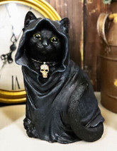 Black Cat With Zealot Sorcerer Cloak And Necromancer Skull Necklace Figu... - $20.99
