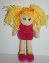 Toyi Toy Investment Doll 8&quot; Plush Soft Yellow Yarn Hair Stuffed Pink Dress 2007  - £10.61 GBP