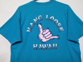 Vtg Hang Loose Hawaii T Shirt XL 80s 90s Cotton Tourist Surf USA Made Blue - $32.97
