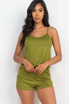 Olive Branch Green Cami Top Sleepwear &amp; Shorts Loungewear Set - £11.95 GBP