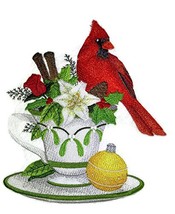 BeyondVision Custom Christmas Bird { Cardinal and Christmas Tea} Embroidered Iro - £25.30 GBP