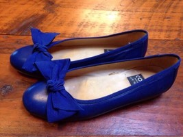 Vtg Maraolo Coca Blue Glove Leather Grosgrain Bow Ballet Flats Italy 5.5... - $79.99