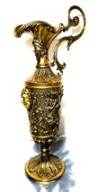 Large Vintage Solid Brass Ornate Gothic Faces Pitcher Vase - Italy - £194.33 GBP