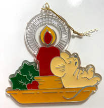 Vintage 1981 Hallmark Plastic Stain Glass Look Christmas Ornament Mouse Candle - £10.88 GBP
