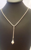 Faux Pearl &amp; Rhinestone Necklace 20 &quot; With Extender - £5.06 GBP