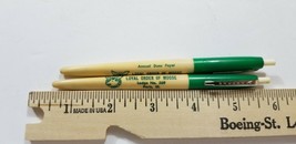 Two Vtg Advertising Pen Loyal Order Of The Moose Lodge 569 Paris Illinois A4 - £7.55 GBP