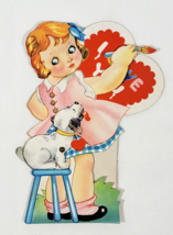 1940&#39;s Tail Wagging Girl&#39;s Hand Painting Mechanical Stand Up Valentine - £7.49 GBP