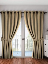 Door Curtains Set of 2 Piece with 3 Layers Weaving Thermal Insulated ( Beige ) - £52.18 GBP