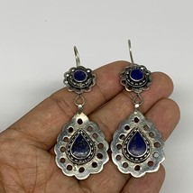 1pc, Handmade Turkmen Earring Tribal Jewelry Lapis Inlay Teardrop Boho, B14207 - £9.38 GBP