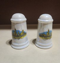 Vintage Irridescent Pillar Chicago IL Salt and Pepper Shakers EUC Nice - £4.94 GBP