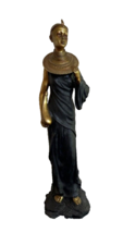 African Woman Child Figurine Sculpture 30&quot; Black Gold Statue Massai Tribal - £94.27 GBP