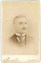 Circa 1890&#39;S Cabinet Card Dashing Man Mustache Bakers Art Gallery Columbus Oh - £9.59 GBP