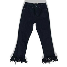 NEW Vintage 90s 2000s Y2K High Rise Black Denim Jeans Frayed Leg Hems Si... - $17.99