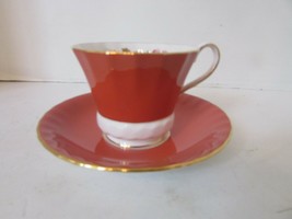 VTG AYNESLEY BONE CHINA TEACUP AND SAUCER RUST FLORALS GOLD RIM 2956 ENG... - £19.34 GBP