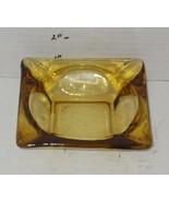 Vintage MCM Yellow Amber Glass Square Ashtray 5&quot; x 5&quot; 4 Slots AMBERINA G... - €42,39 EUR