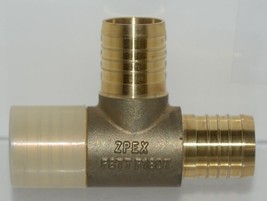 Zurn QQT766GX 1-1/2 X 1-1/4 By 1-1/4 Inch Barbed Reducing Brass Tee image 2