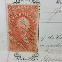 US Scott R81 Two Dollar Revenue Tax Stamp on 1870 Darke County Ohio Land... - £78.63 GBP