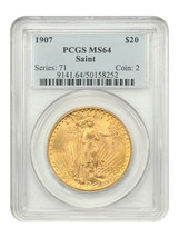 1907 $20 Saint PCGS MS64 - $4,124.93