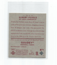 Albert Pujols (St. Louis Cardinals) 2007 Upper Deck Goudey Red Back Card #6 - £4.63 GBP