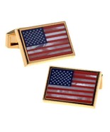 USA FLAG CUFFLINKS Gold Mother of Pearl United States America NEW with G... - £15.60 GBP