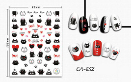 Nail art 3D stickers decal happy cat love paw spider heart meow CA652 - £2.56 GBP