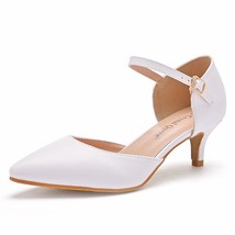 Women Sandals Summer High Heels White Party Pumps Mary Janes Leisure Ladies Shoe - £38.04 GBP