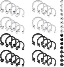 16G 14G Horseshoe Rings Surgical Steel Nose Septum Horseshoe Hoop Earring Eyebro - £12.02 GBP