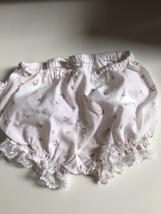 Little Precious Vtg Baby Dress 2 Pc 6-9 M Outfit Bloomers Bottoms pink Rose lace - £23.70 GBP