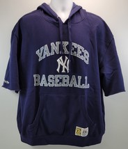 A) Mitchell &amp; Ness Cooperstown New York Yankees Short Sleeve Blue Hoodie... - $81.48 CAD