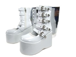 Ellie 500-Ash  5&quot; Chunky Platform Rock &amp; Roll Style Boot w Buckles, Wome... - £59.17 GBP