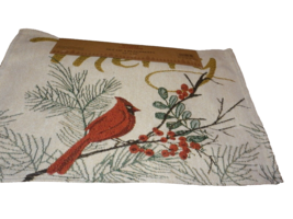 NEW  Set 4 Christmas Tapestry PLACEMATS Red Cardinal Bird &amp; Berries Meta... - £22.49 GBP