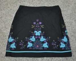 Womens Skirt Junior Girls Mini Wrapper Black Floral Design Lightweight $36-sz 9 - £7.79 GBP